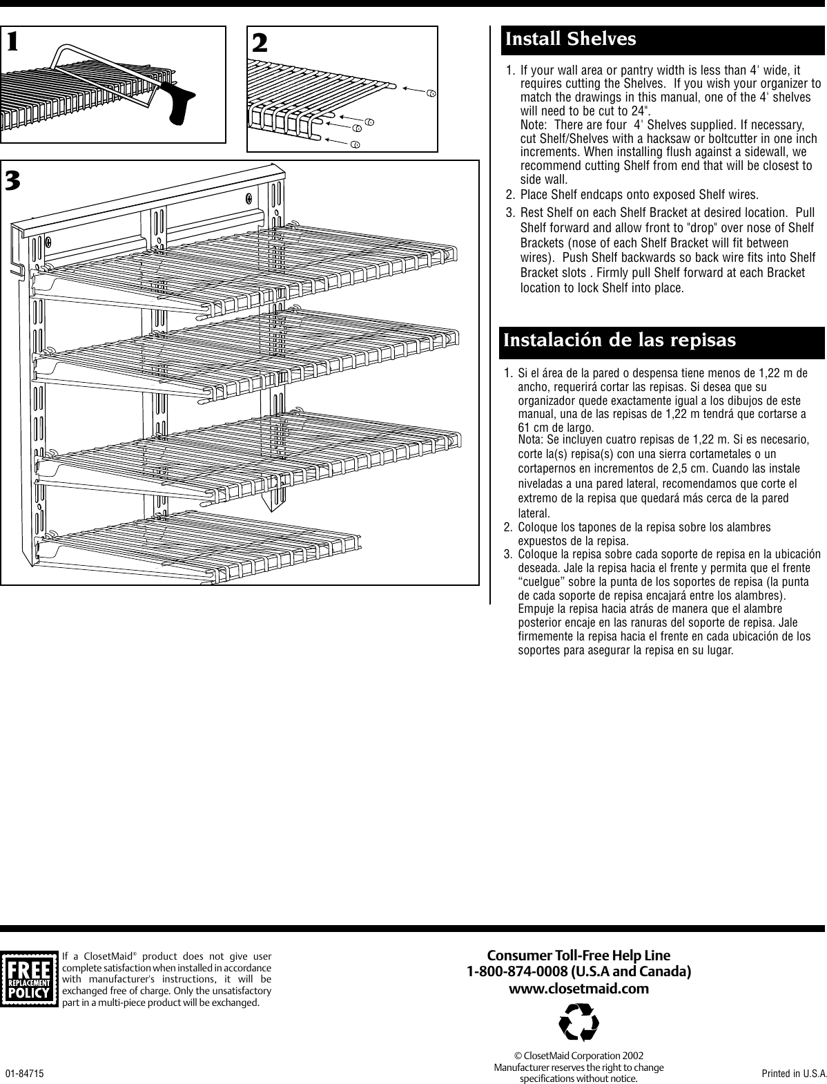 Page 4 of 4 - Closet-Maid Closet-Maid-2894-Users-Manual- 2894 Instruction Sheet  Closet-maid-2894-users-manual