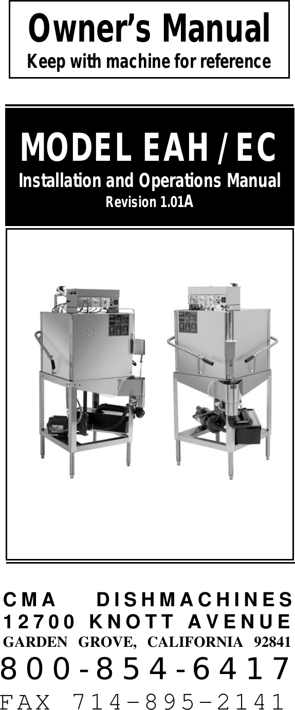 Cma Dishmachines Eah Ec Users Manual Order Entry