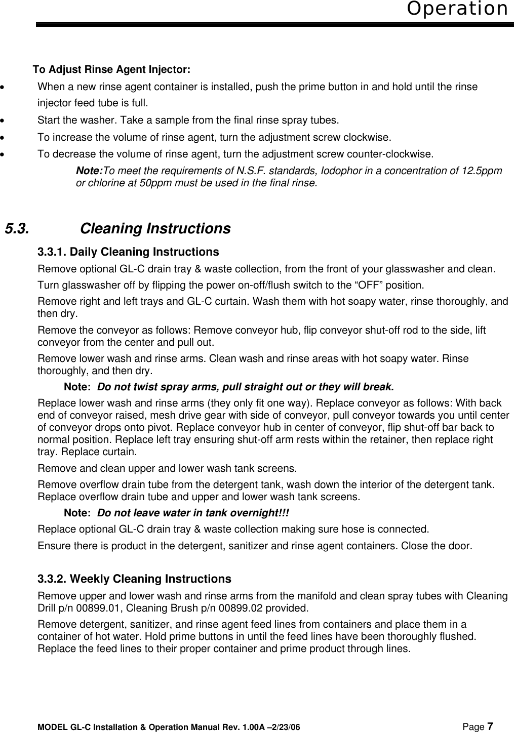 Page 8 of 11 - Cma-Dishmachines Cma-Dishmachines--Gl-C-Users-Manual- 180UC Svc & Parts Manual Rev 1.03 050201  Cma-dishmachines--gl-c-users-manual