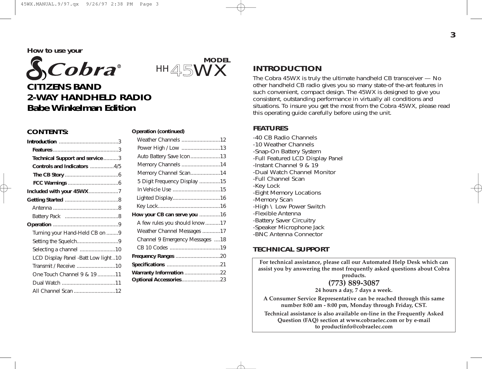 Page 2 of 12 - Cobra-Electronics Cobra-Electronics-45Wx-Operating-Instructions-  Cobra-electronics-45wx-operating-instructions