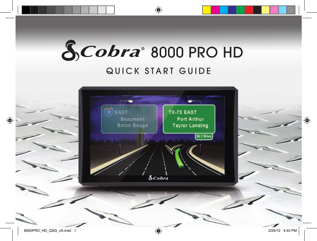 Page 1 of 8 - Cobra-Electronics Cobra-Electronics-8000-Pro-Hd-Quick-Start-Manual- 8000PRO_HD_QSG_vA  Cobra-electronics-8000-pro-hd-quick-start-manual