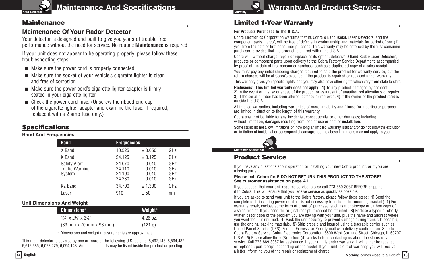 Page 10 of 11 - Cobra-Electronics Cobra-Electronics-Esd-8200-Operating-Instructions- 7000  Cobra-electronics-esd-8200-operating-instructions