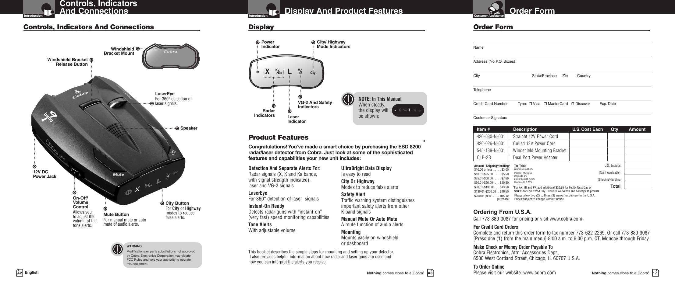 Page 2 of 11 - Cobra-Electronics Cobra-Electronics-Esd-8200-Operating-Instructions- 7000  Cobra-electronics-esd-8200-operating-instructions