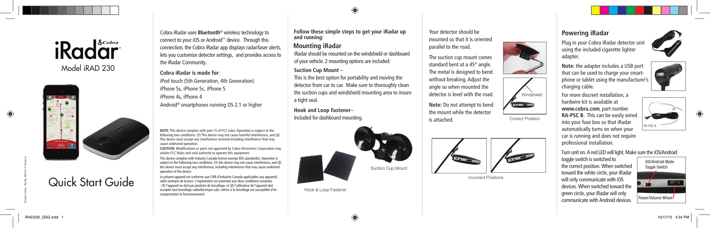 Page 1 of 2 - Cobra-Electronics Cobra-Electronics-Iradar-230-Quick-Start-Manual-  Cobra-electronics-iradar-230-quick-start-manual