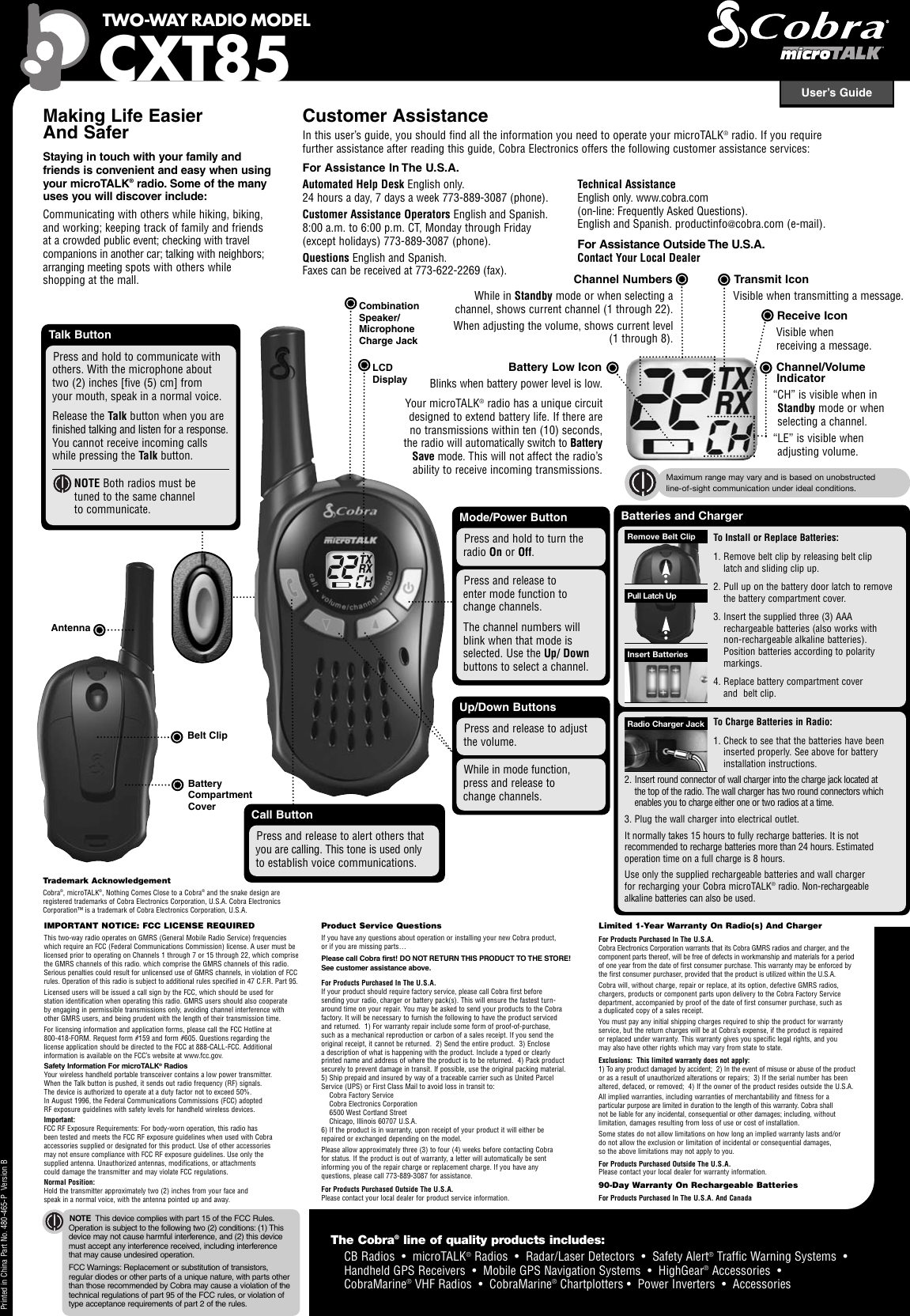 Page 1 of 1 - Cobra-Electronics Cobra-Electronics-Microtalk-Cxt85-Users-Manual- 190 Cobra-electronics-microtalk-cxt85-users-manual