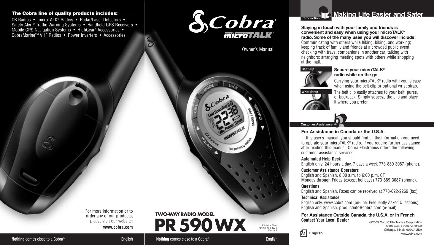 Page 1 of 11 - Cobra-Electronics Cobra-Electronics-Pr590Wx-Owners-Manual- 250WX  Cobra-electronics-pr590wx-owners-manual