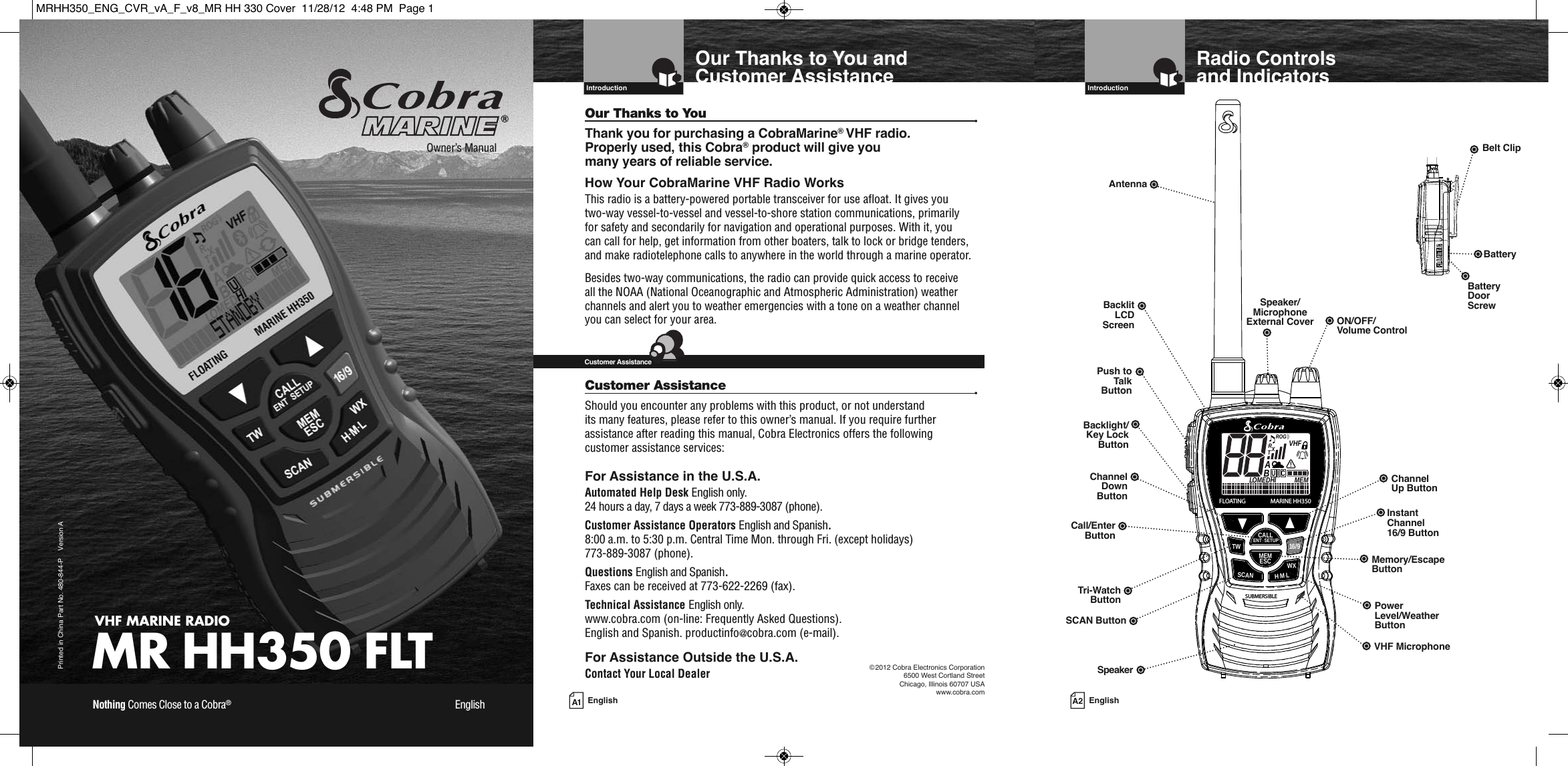 Page 1 of Cobra Electronics MRHH350 MARINE TRANSCEIVER User Manual MRHH330 ENG Body