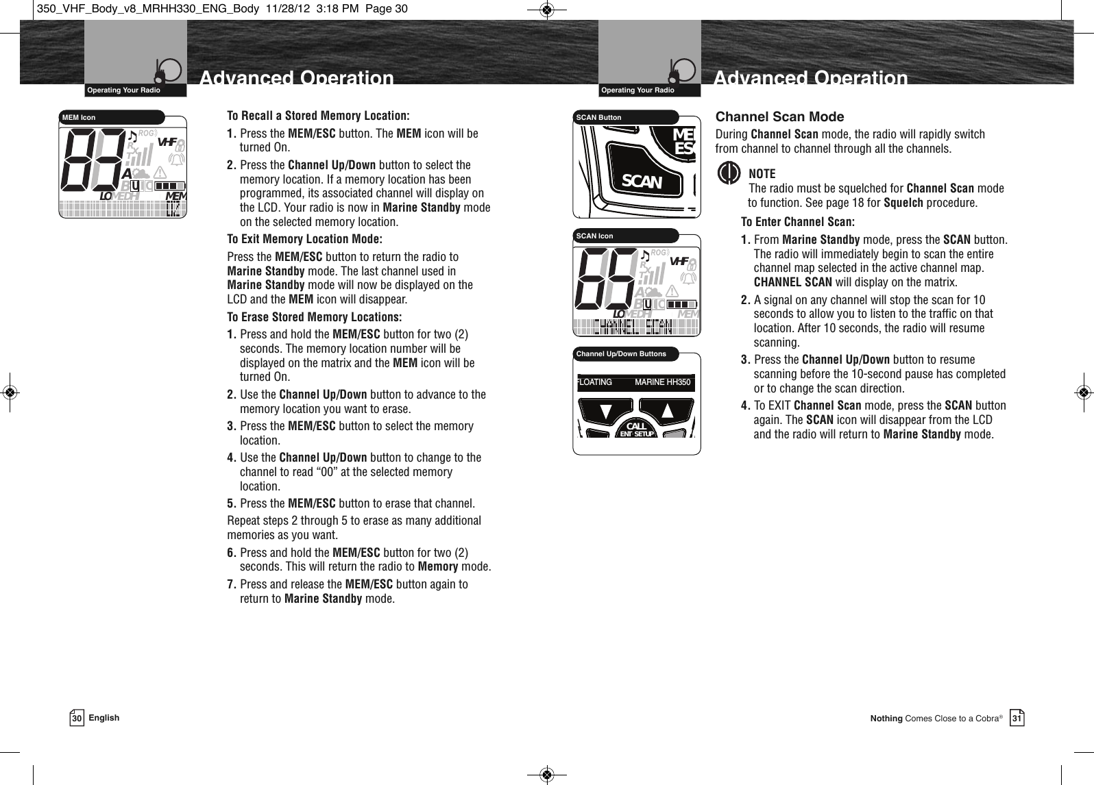 Page 18 of Cobra Electronics MRHH350 MARINE TRANSCEIVER User Manual MRHH330 ENG Body