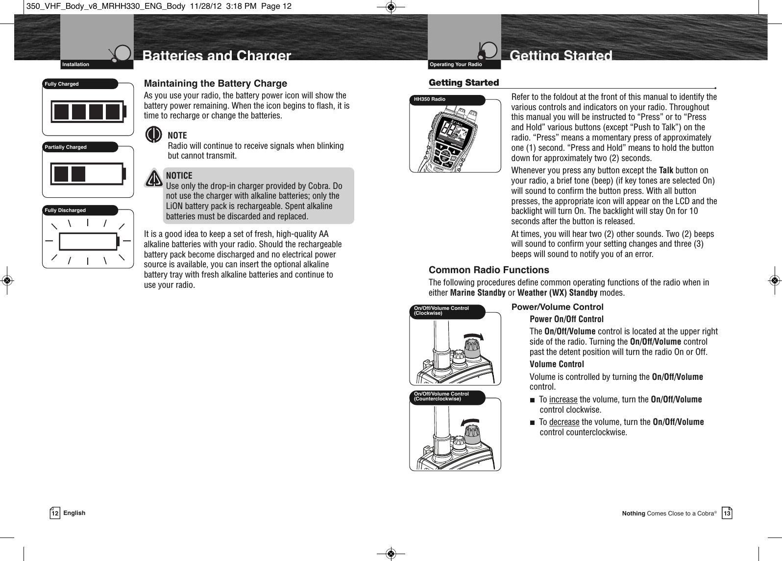 Page 9 of Cobra Electronics MRHH350 MARINE TRANSCEIVER User Manual MRHH330 ENG Body