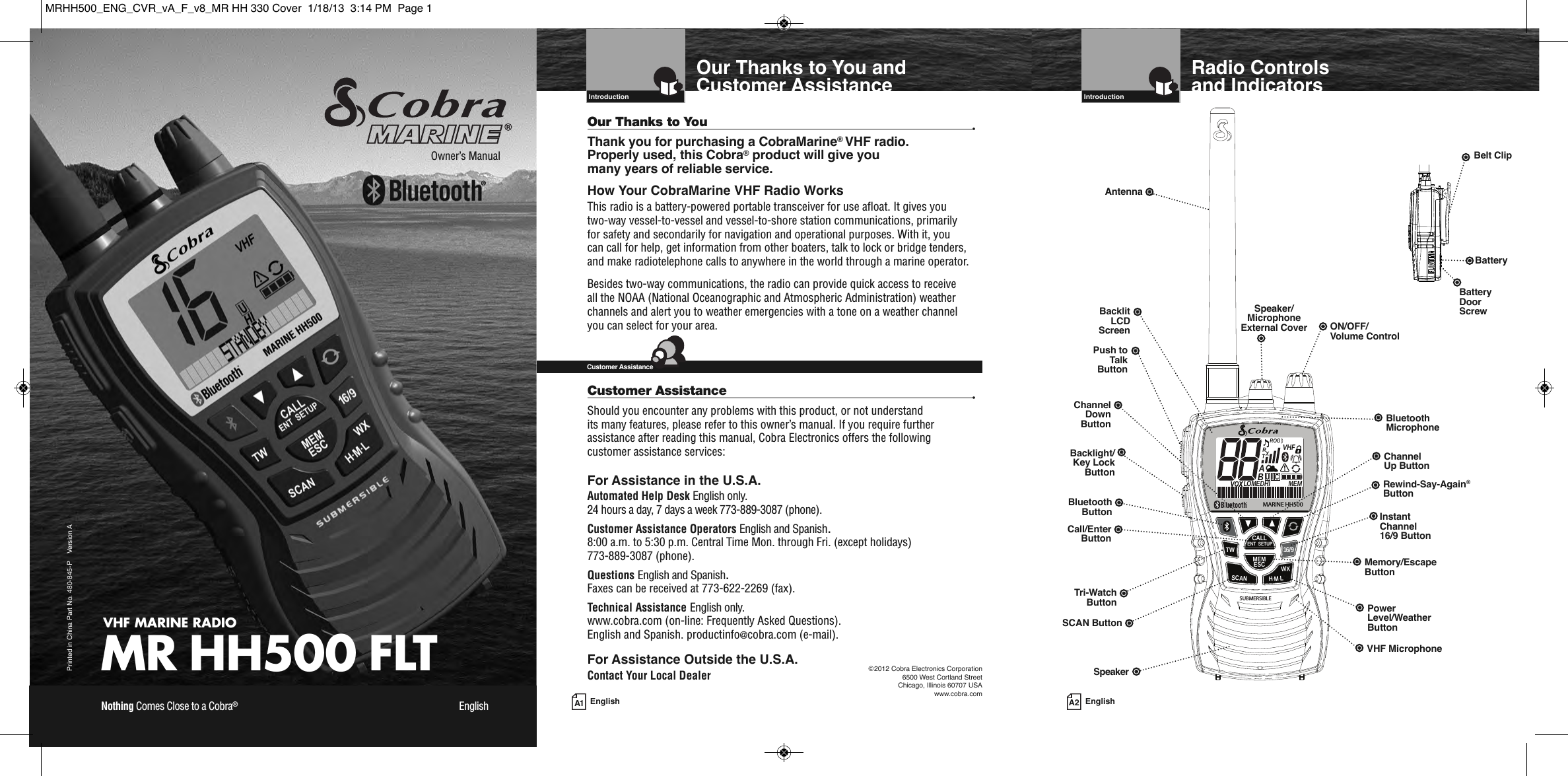 Page 1 of Cobra Electronics MRHH500 BT ACCESSORY IN MARINE RADIO User Manual MRHH330 ENG Body