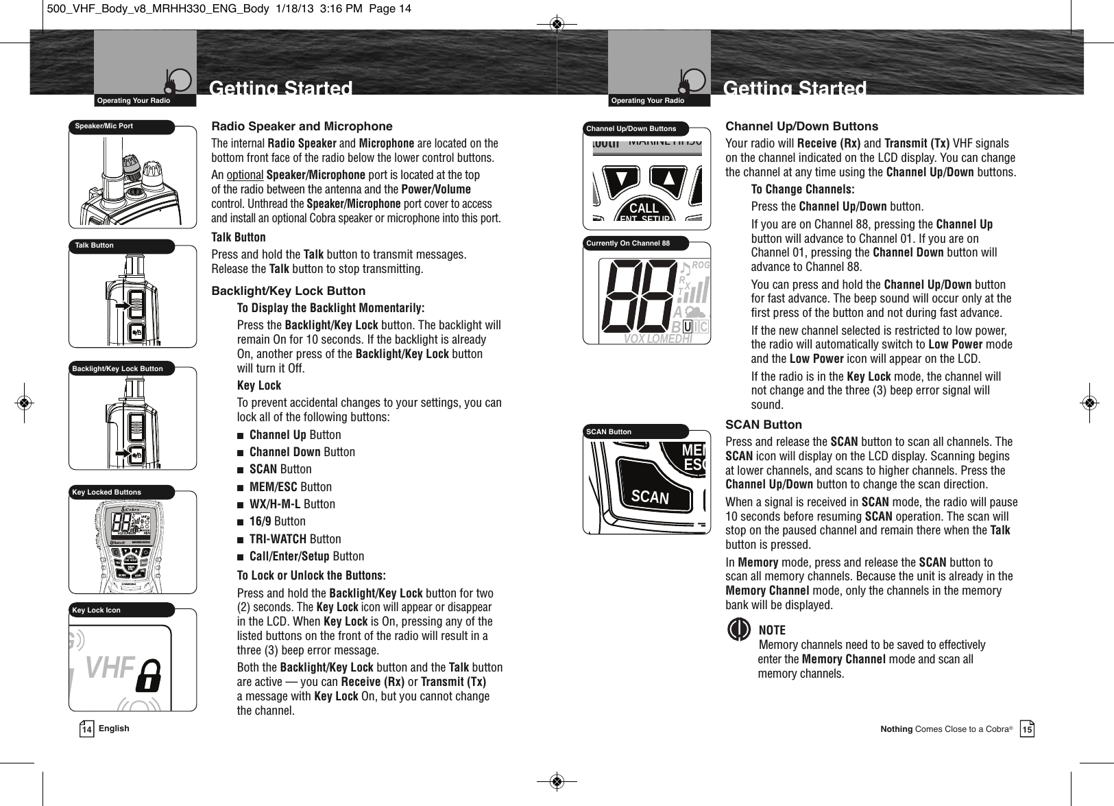 Page 10 of Cobra Electronics MRHH500 BT ACCESSORY IN MARINE RADIO User Manual MRHH330 ENG Body