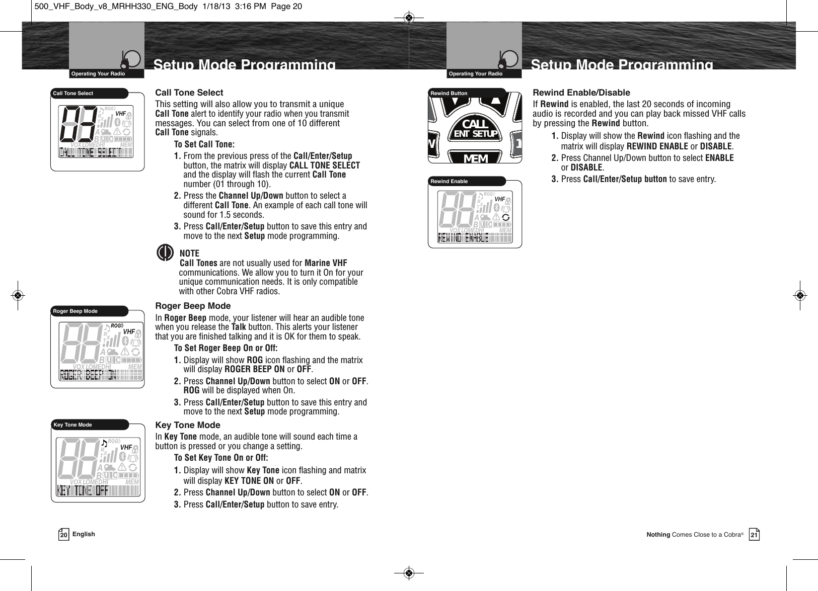 Page 13 of Cobra Electronics MRHH500 BT ACCESSORY IN MARINE RADIO User Manual MRHH330 ENG Body