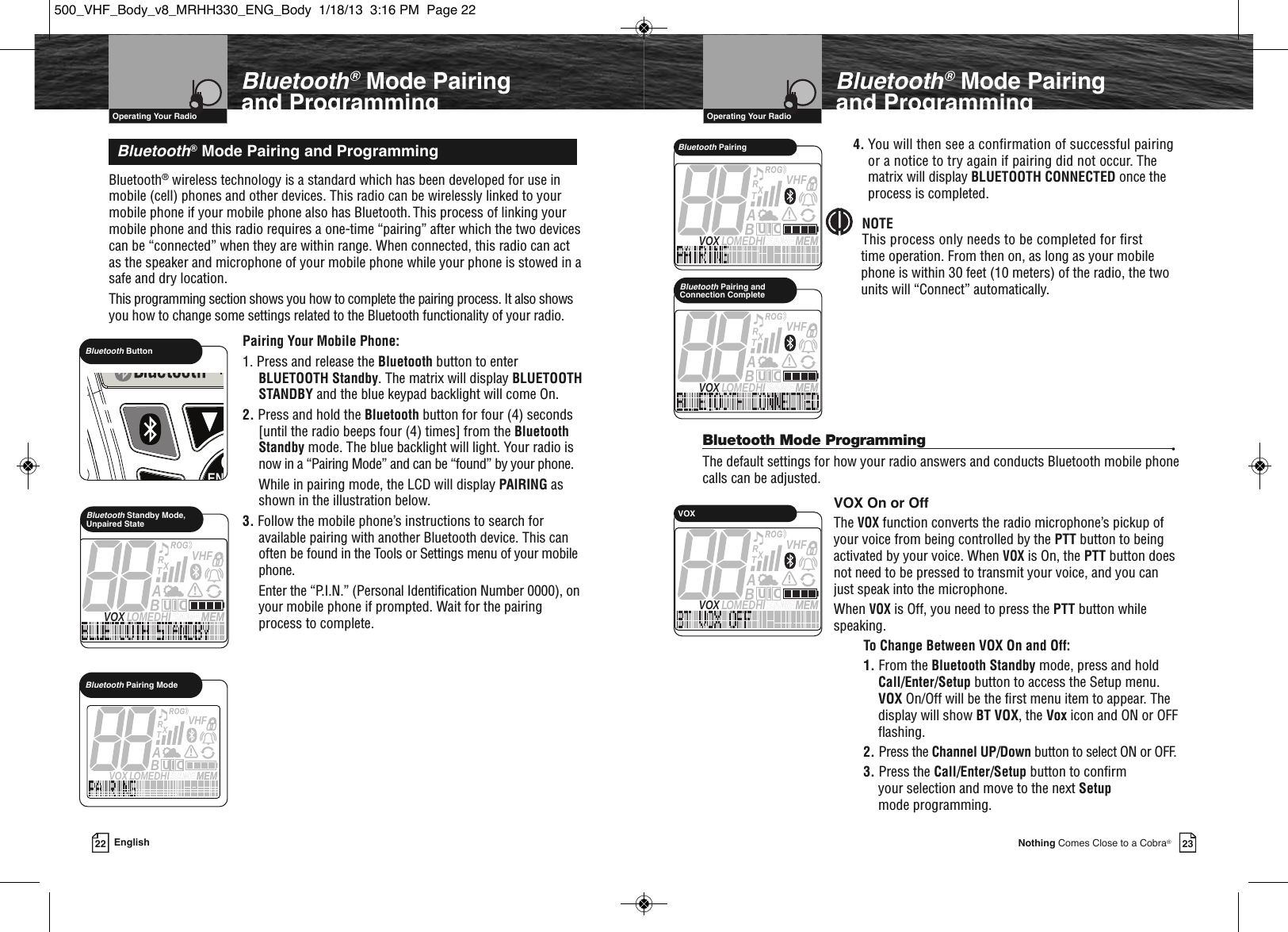 Page 14 of Cobra Electronics MRHH500 BT ACCESSORY IN MARINE RADIO User Manual MRHH330 ENG Body