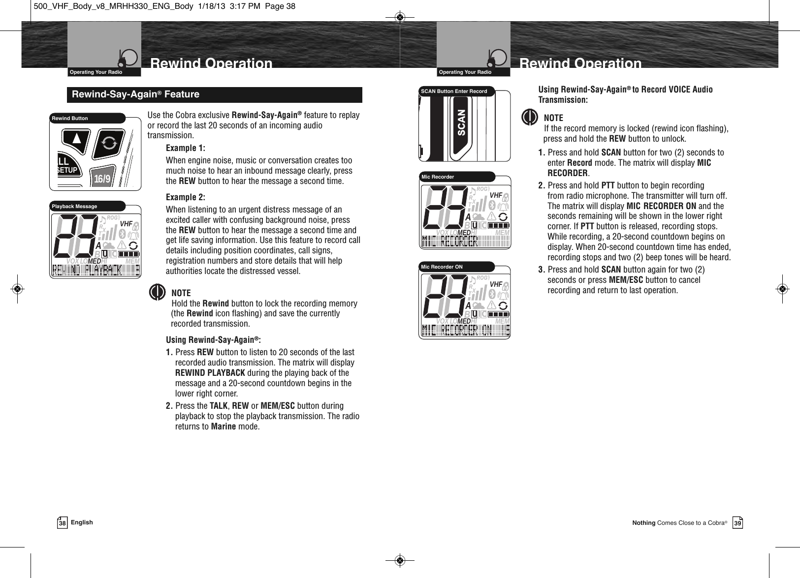 Page 22 of Cobra Electronics MRHH500 BT ACCESSORY IN MARINE RADIO User Manual MRHH330 ENG Body
