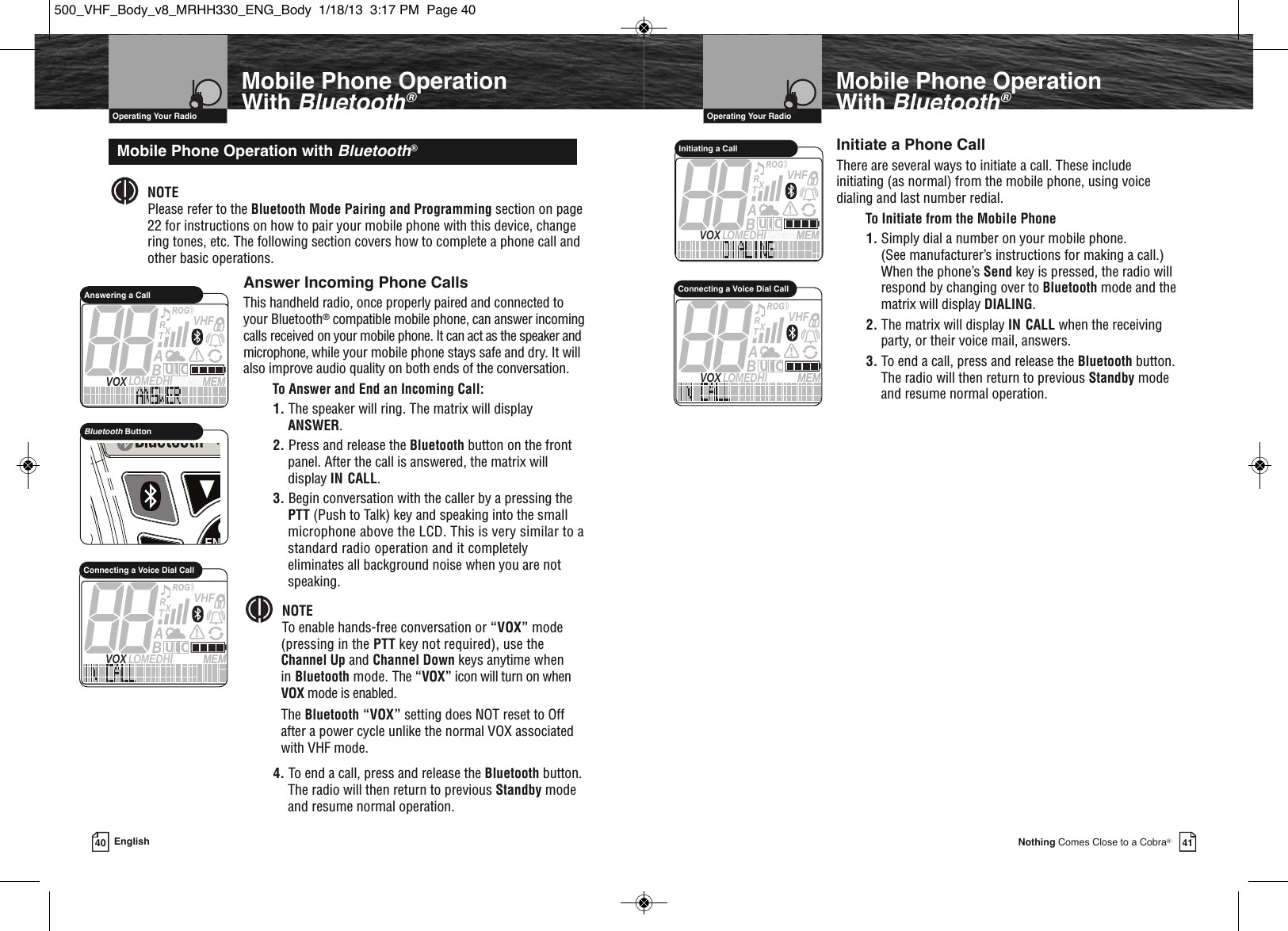 Page 23 of Cobra Electronics MRHH500 BT ACCESSORY IN MARINE RADIO User Manual MRHH330 ENG Body
