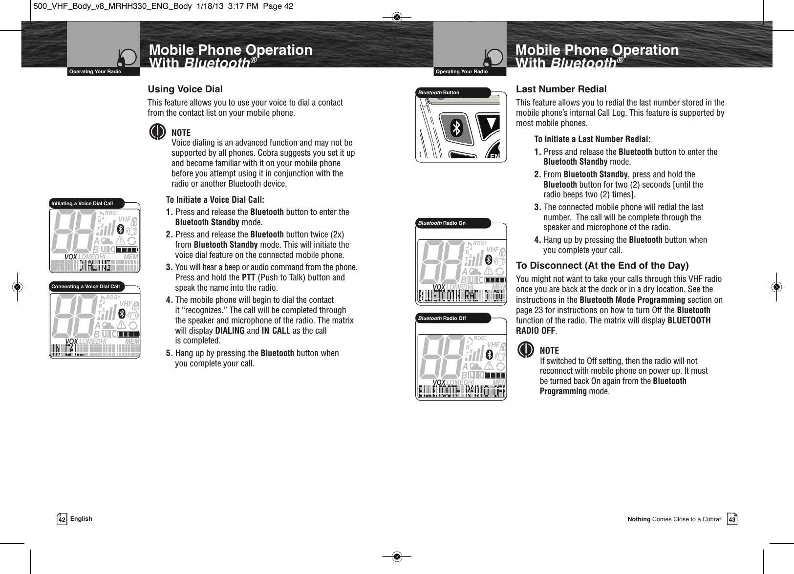 Page 24 of Cobra Electronics MRHH500 BT ACCESSORY IN MARINE RADIO User Manual MRHH330 ENG Body