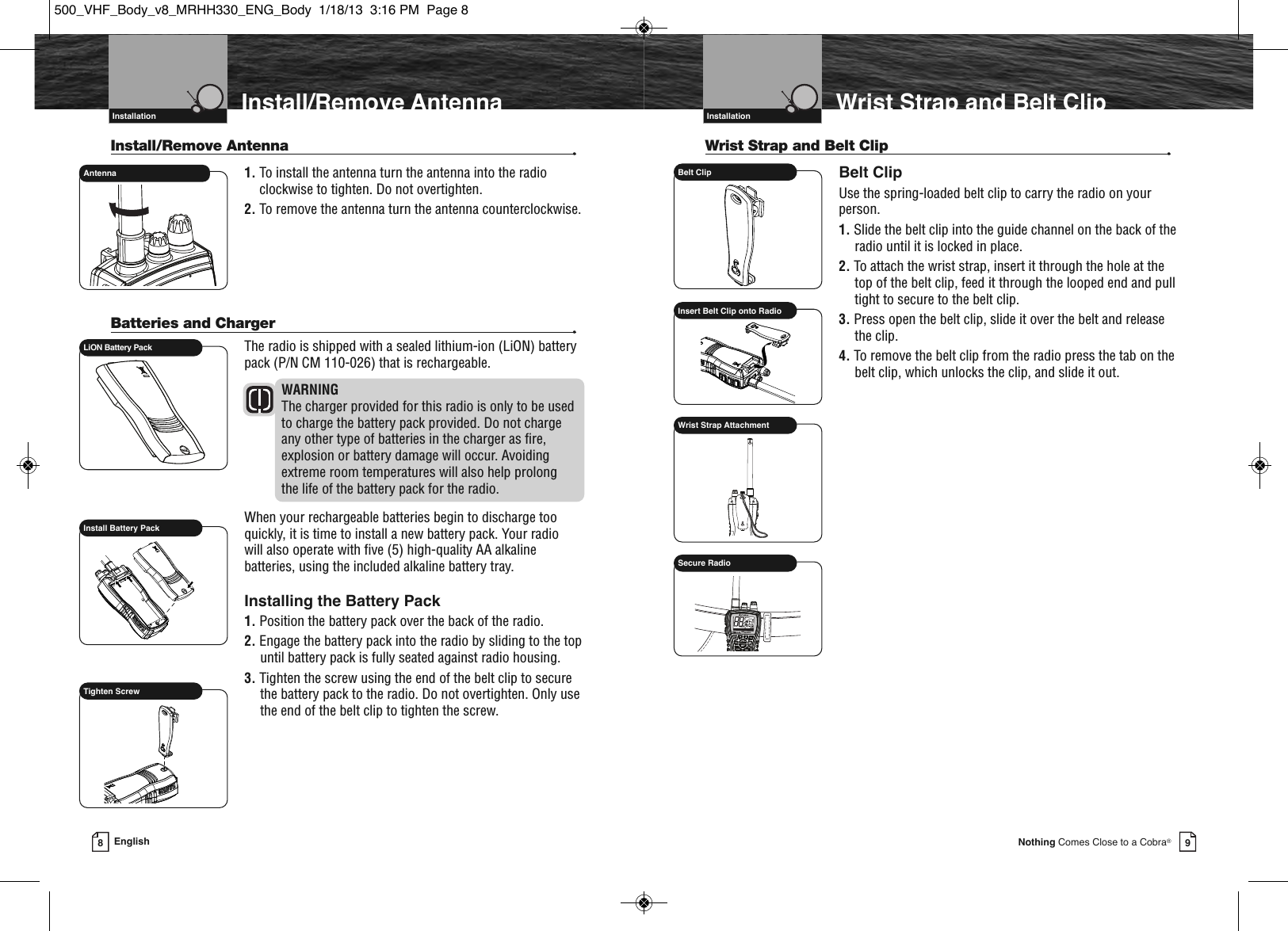 Page 7 of Cobra Electronics MRHH500 BT ACCESSORY IN MARINE RADIO User Manual MRHH330 ENG Body