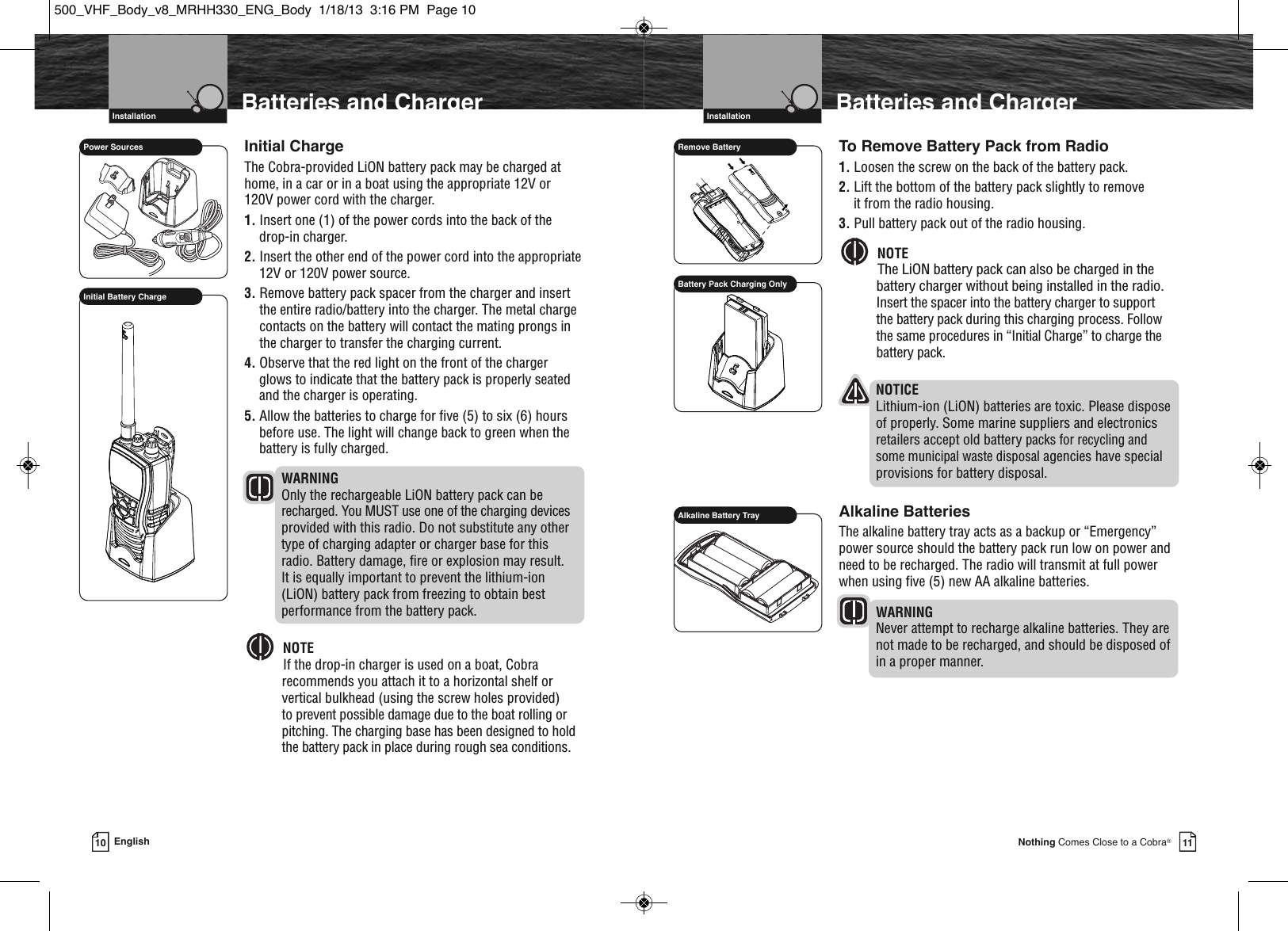 Page 8 of Cobra Electronics MRHH500 BT ACCESSORY IN MARINE RADIO User Manual MRHH330 ENG Body