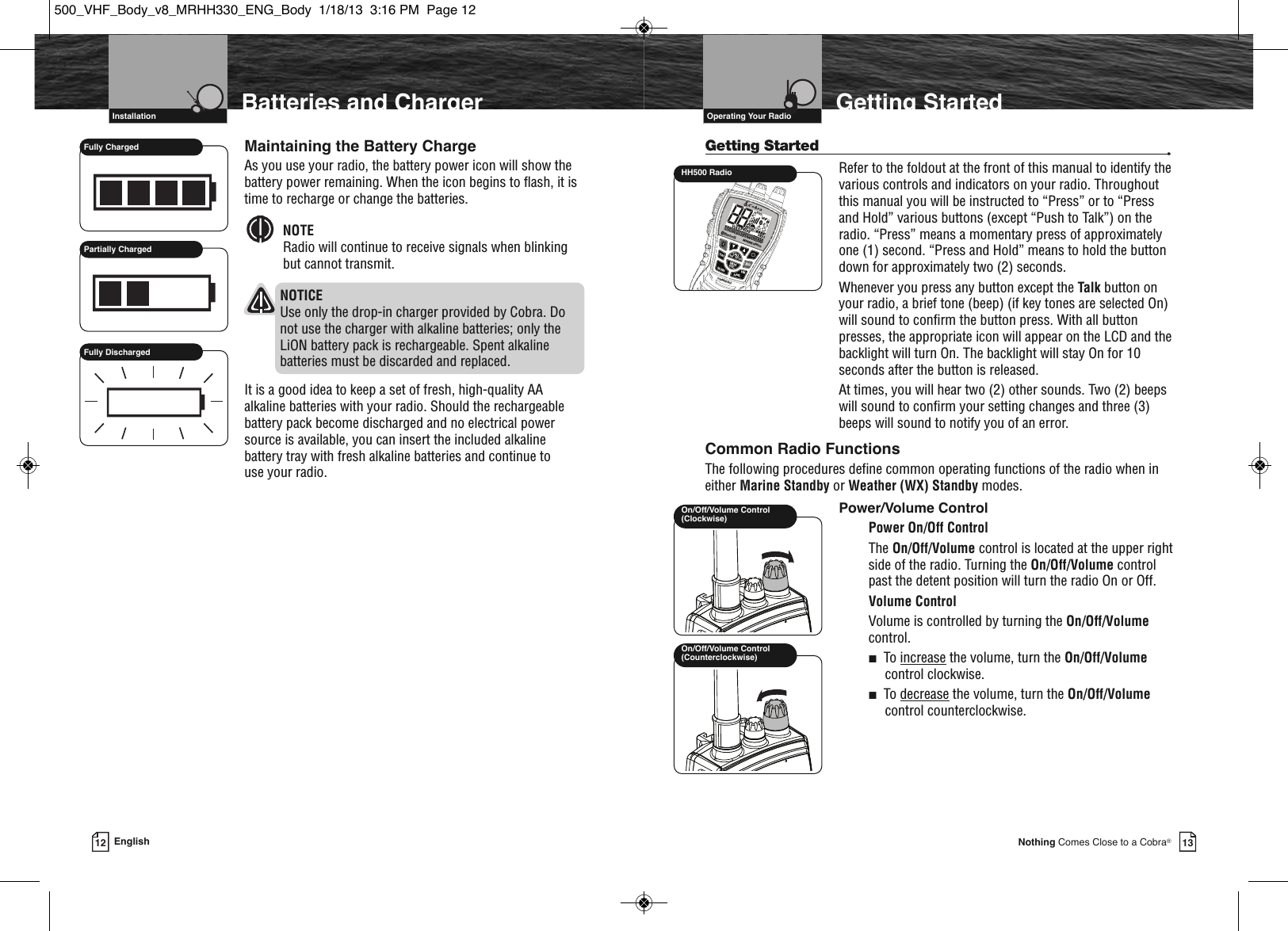 Page 9 of Cobra Electronics MRHH500 BT ACCESSORY IN MARINE RADIO User Manual MRHH330 ENG Body