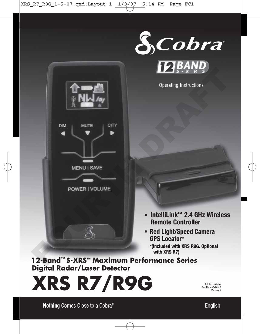 Cobra Electronics XRSR7-RDU RF LINK User Manual