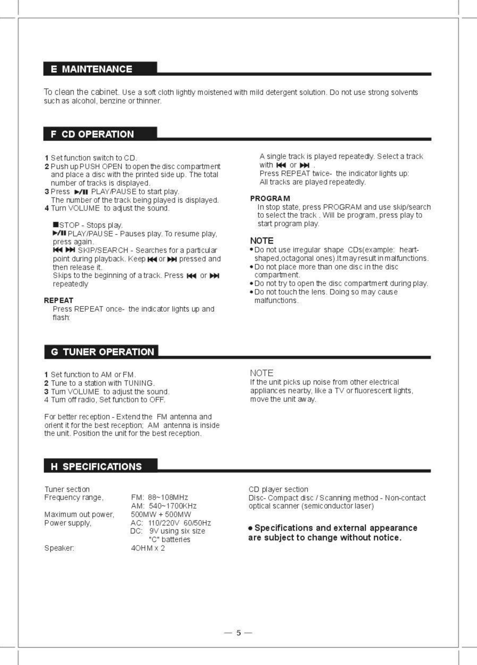 Page 4 of 4 - Coby-Electronic Coby-Electronic-Cx-Cd237-Users-Manual-  Coby-electronic-cx-cd237-users-manual
