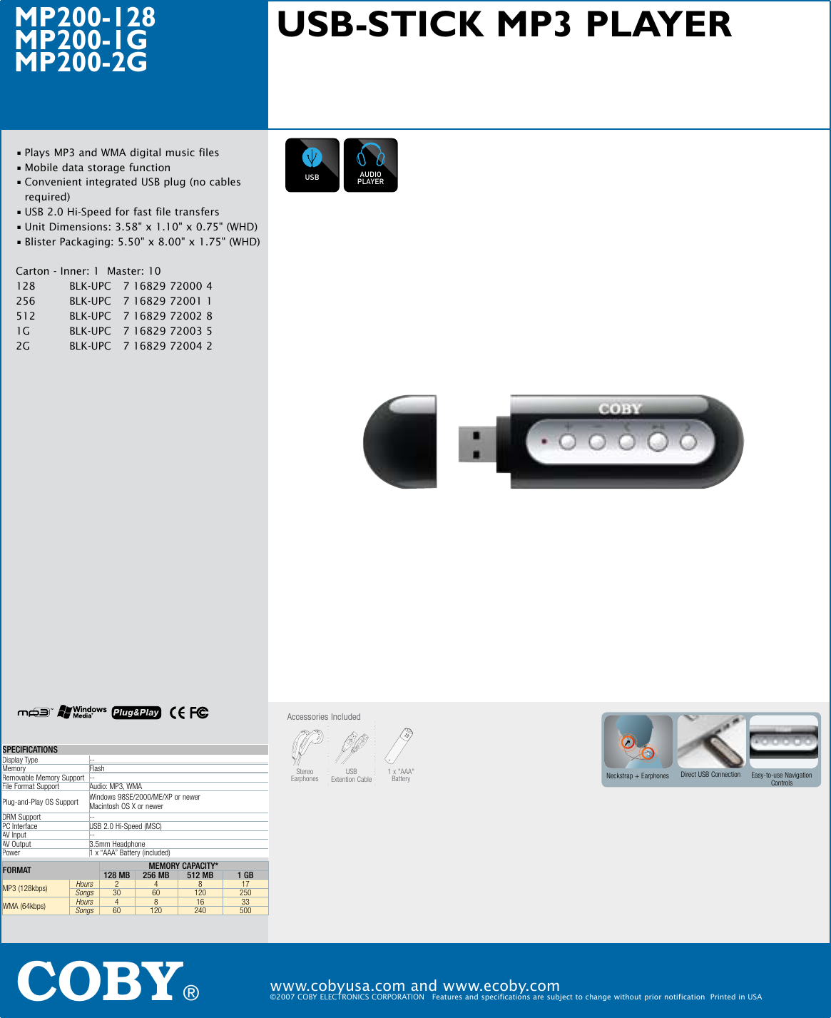 Page 1 of 1 - Coby Coby-Mp200-2G-Users-Manual-  Coby-mp200-2g-users-manual