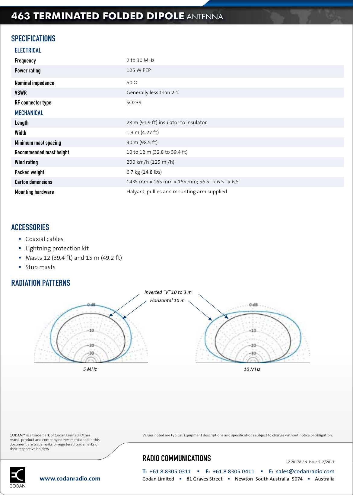 Page 2 of 2 - Codan  463 HF Terminated Folded Dipole Antenna 463-TFD-Antenna