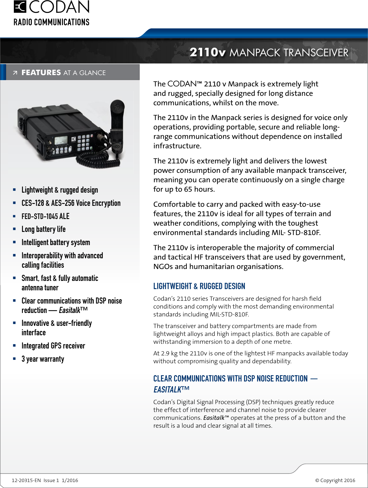 Page 1 of 3 - Codan  Codan-2110v-Manpack-Radio2