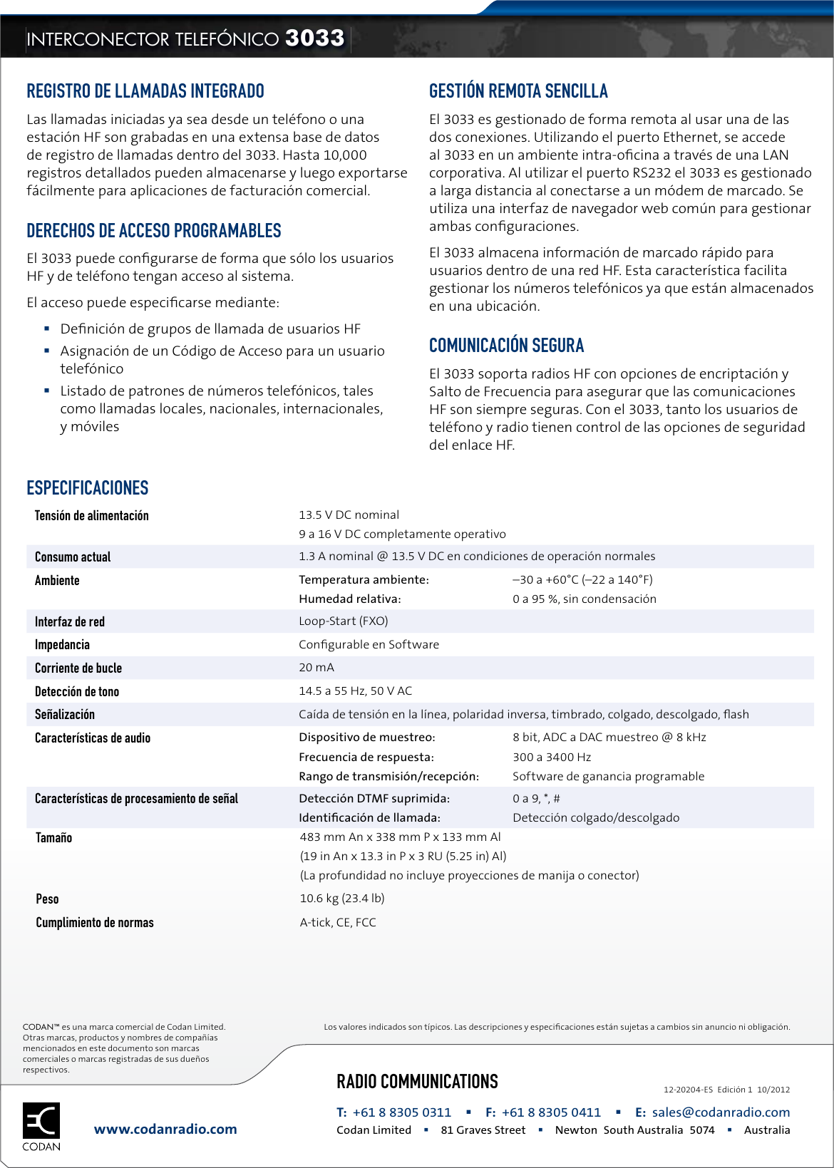 Page 2 of 2 - Codan  Codan-3033-Telephone-Interconnect ES