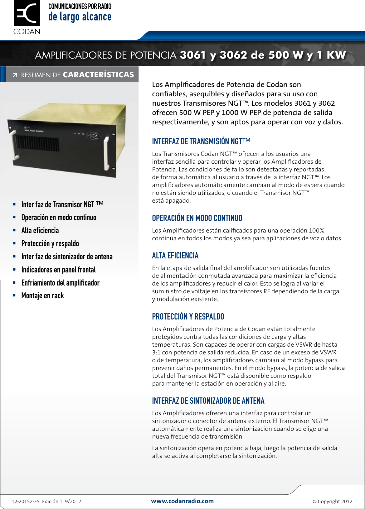 Page 1 of 2 - Codan  High Power Amplifiers Codan-High-Power-Amplifiers ES