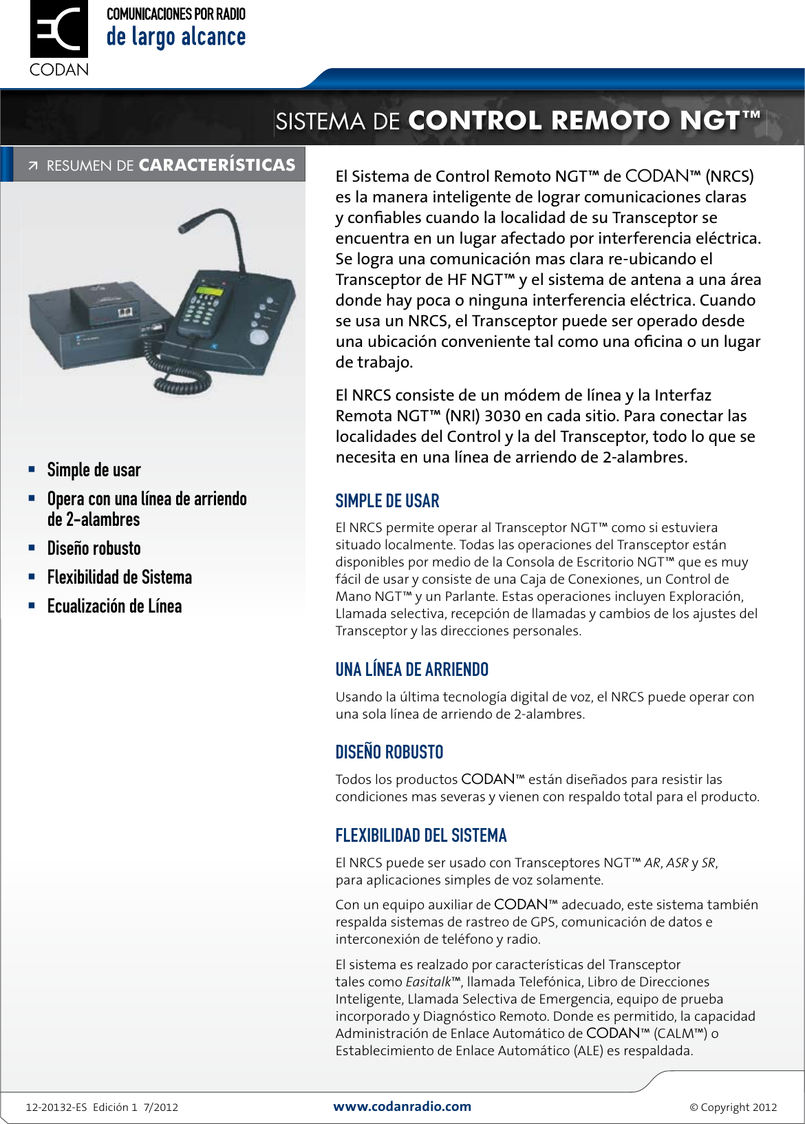 Page 1 of 2 - Codan  Codan-NGT-Remote-Control ES