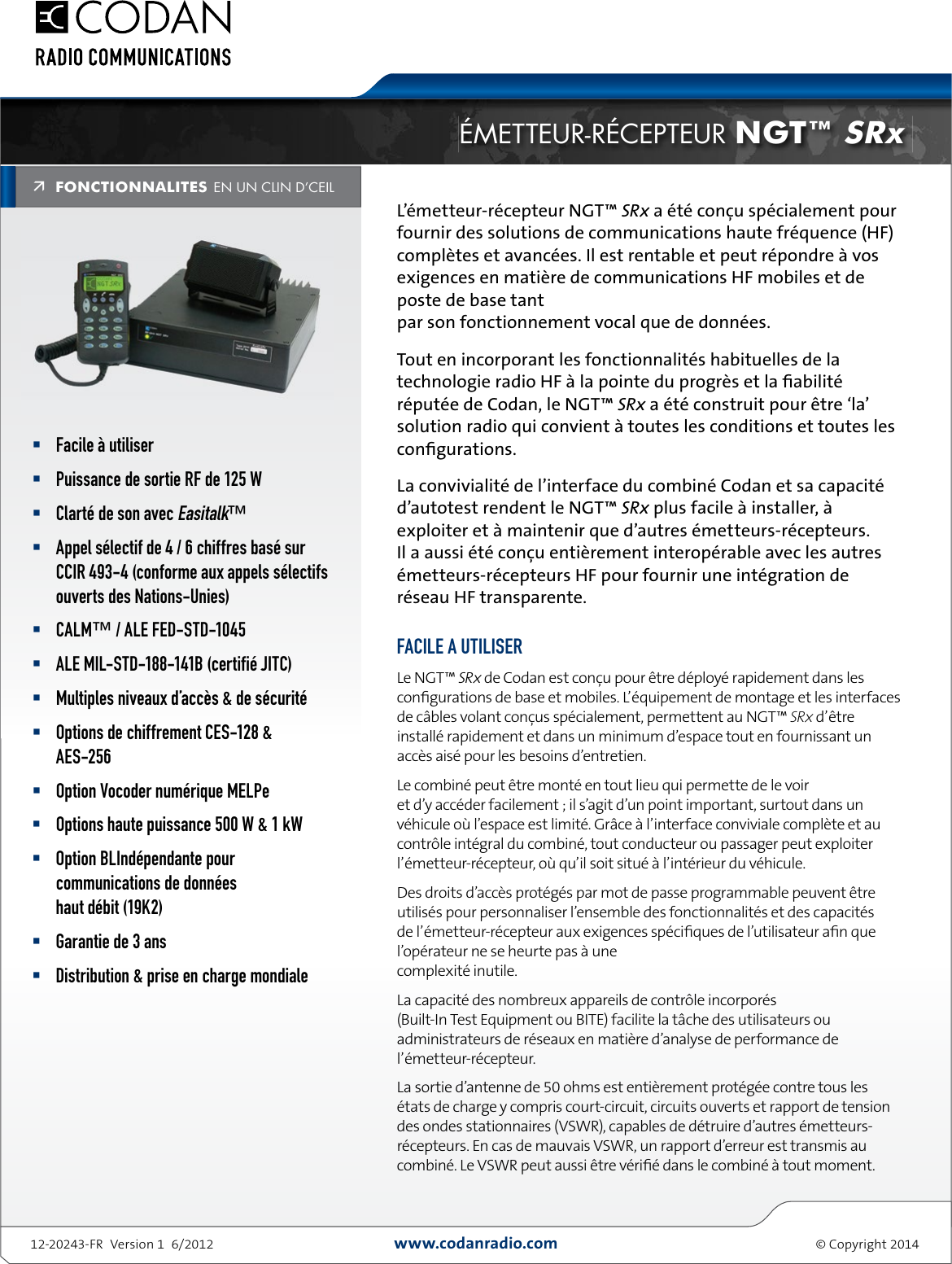 Page 1 of 3 - Codan  Codan-NGT-SRx FR