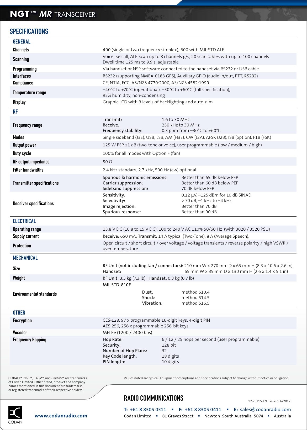 Page 3 of 3 - Codan  NGT MR Radio NGT-MR-Transceiver