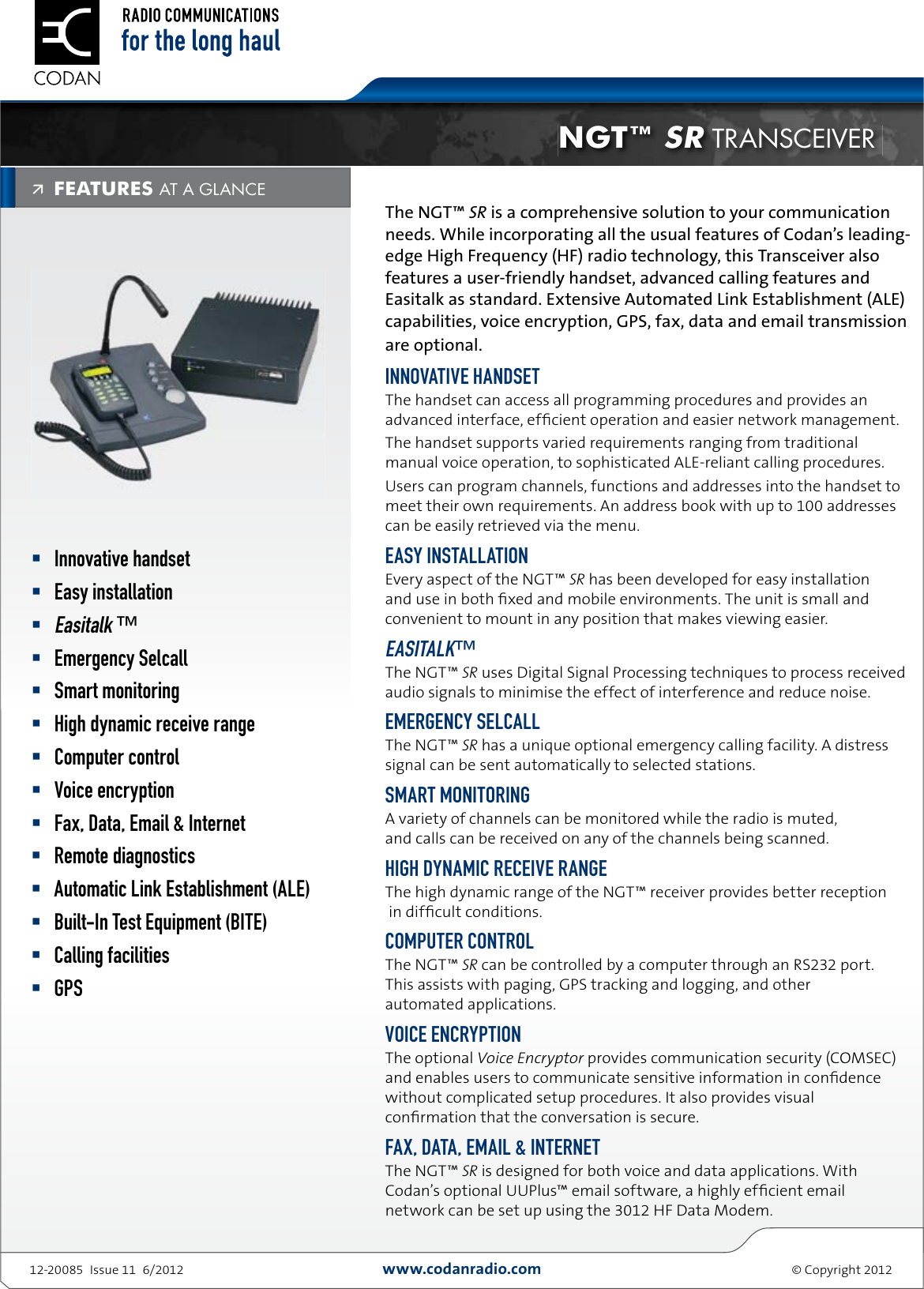 Page 1 of 2 - Codan  NGT SR Radio NGT-SR-Transceiver