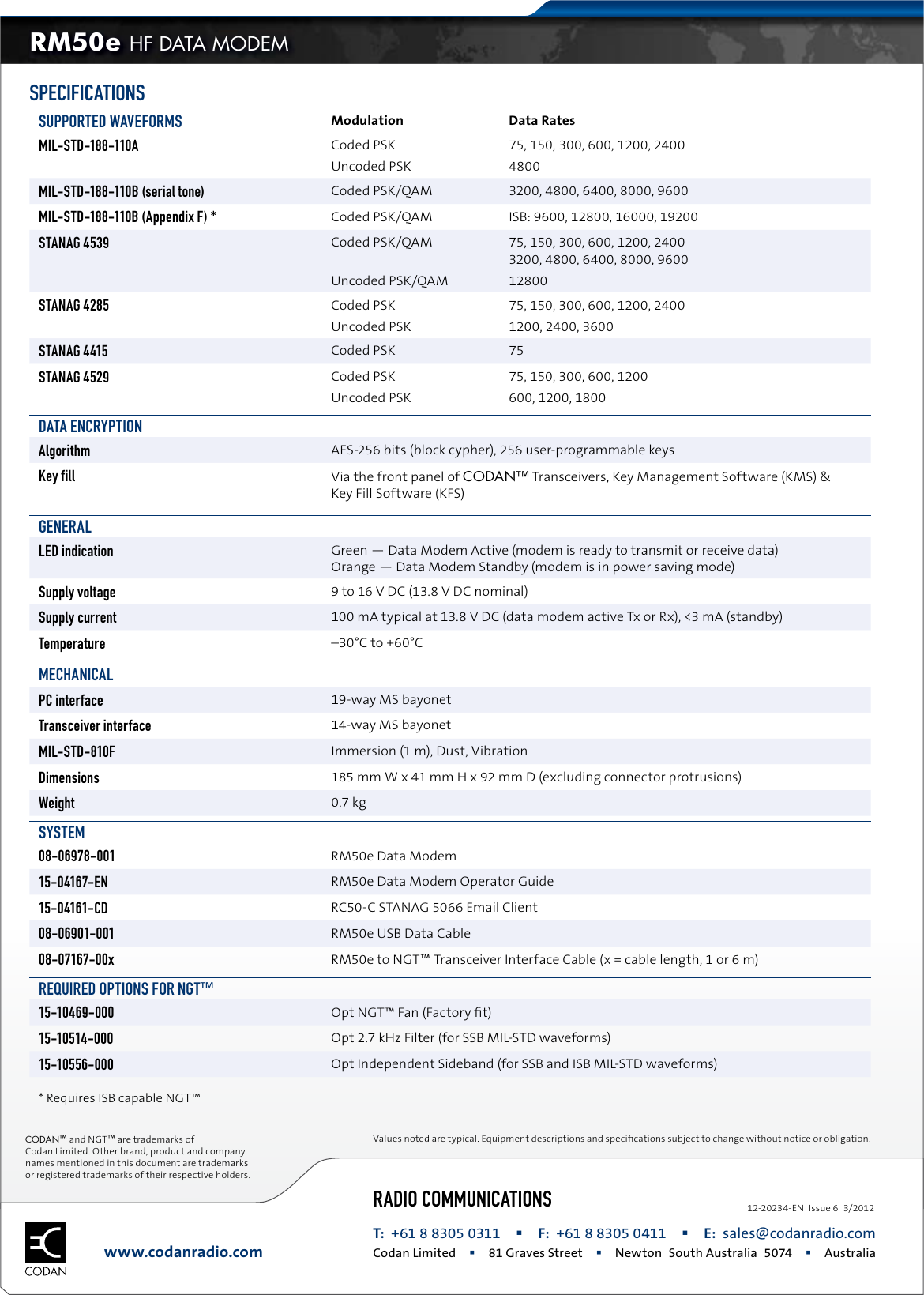 Page 2 of 2 - Codan  RM50e HF Data Modem RM50e-HF-Data-Modem