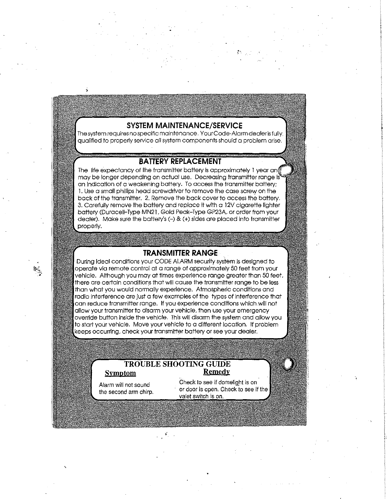 Page 7 of 9 - Code-Alarm Code-Alarm-Code-Alarm-Automobile-Alarm-1000-Users-Manual-  Code-alarm-code-alarm-automobile-alarm-1000-users-manual