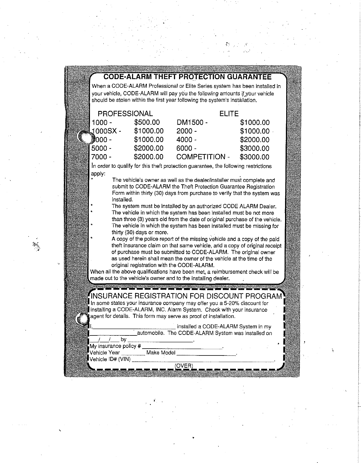 Page 8 of 9 - Code-Alarm Code-Alarm-Code-Alarm-Automobile-Alarm-1000-Users-Manual-  Code-alarm-code-alarm-automobile-alarm-1000-users-manual