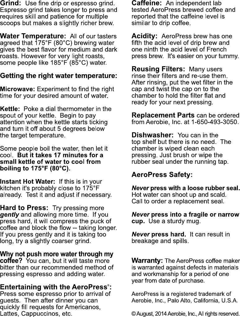 Page 2 of 2 - C  Aerobie-aeropress-instruction-manual