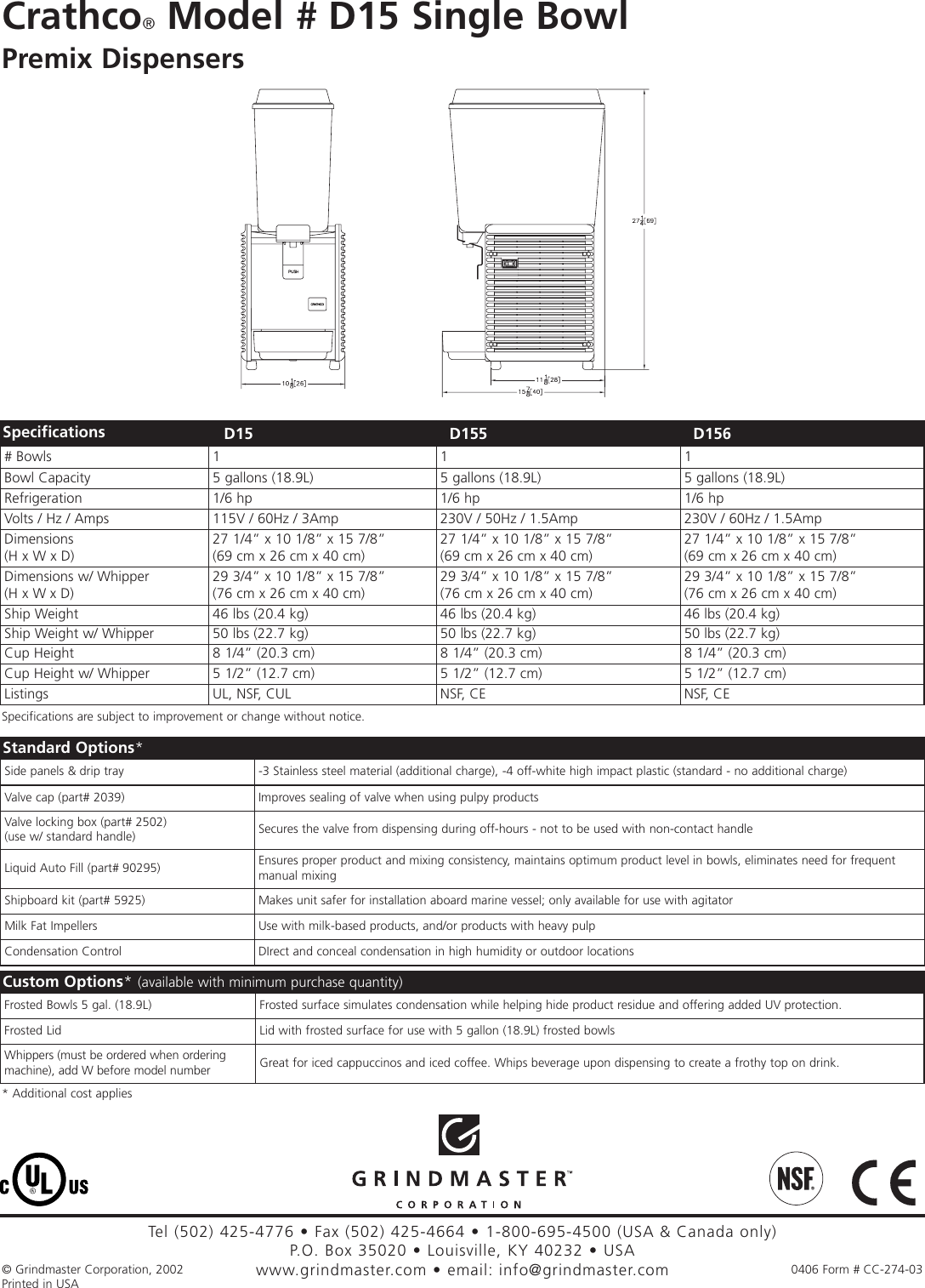 Page 2 of 2 - CC-274-03 D15 Spec Sheet.qxp