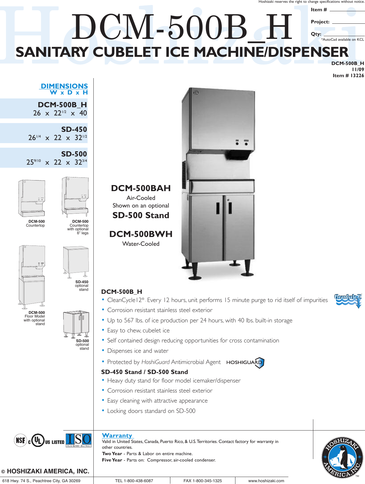 Page 1 of 2 - NEWDCM-500B_F  DCM500B H Spec Sheet