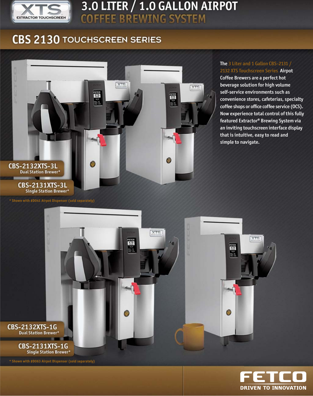 Fetco cbs 2130 xts series specification sheet