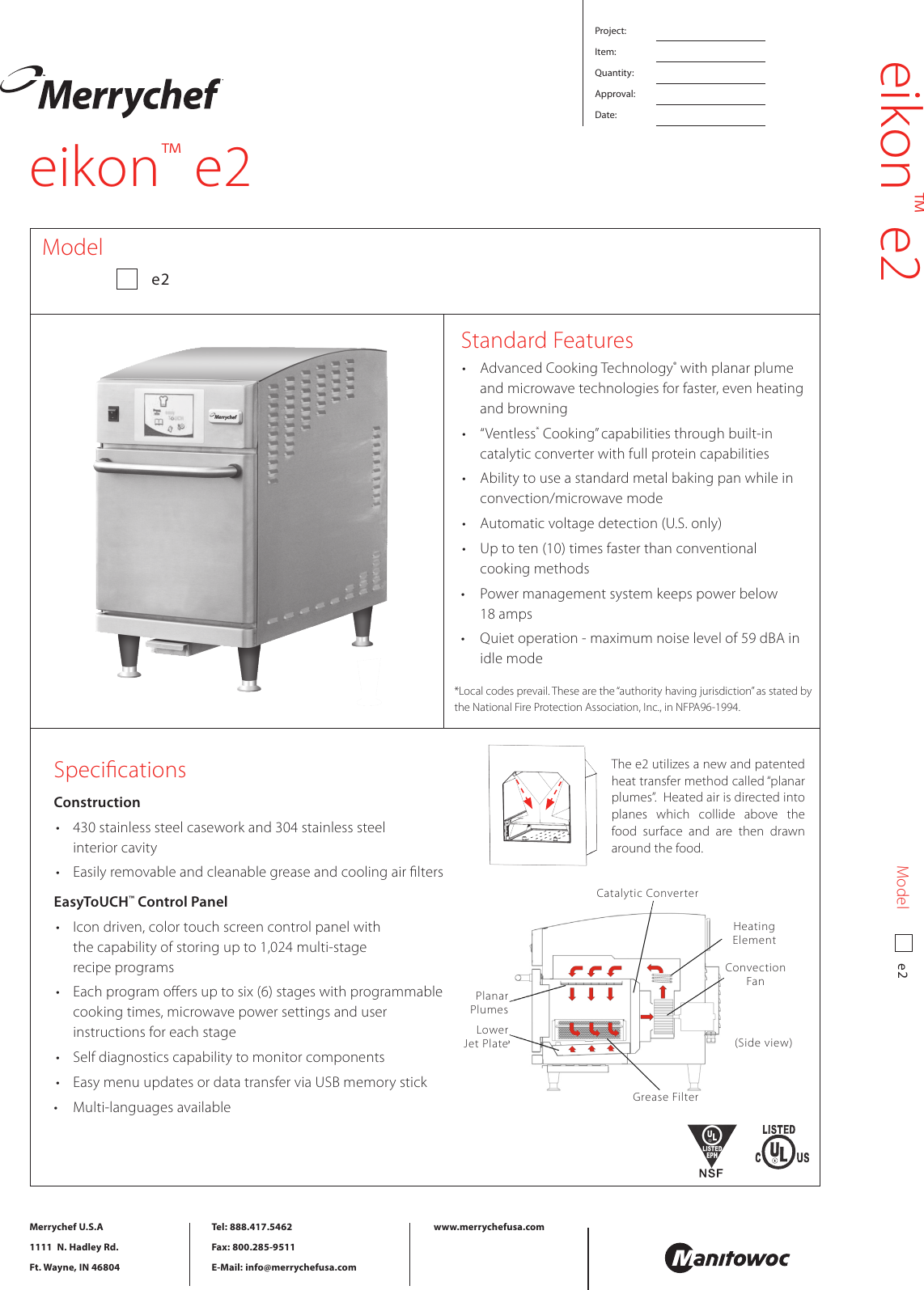Page 1 of 2 - Merrychef Eikon E2 Spec-UL Approved_pg_2 Merrychef-eikon-e2-rapid-cook-oven