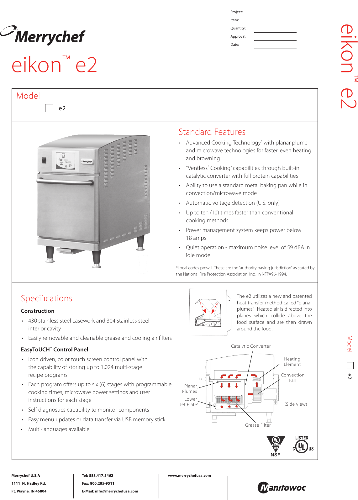 Page 1 of 2 - Merrychef Eikon E2 Spec-UL Approved_pg_2  Merrychef-eikon-e2-rapid-cook-oven