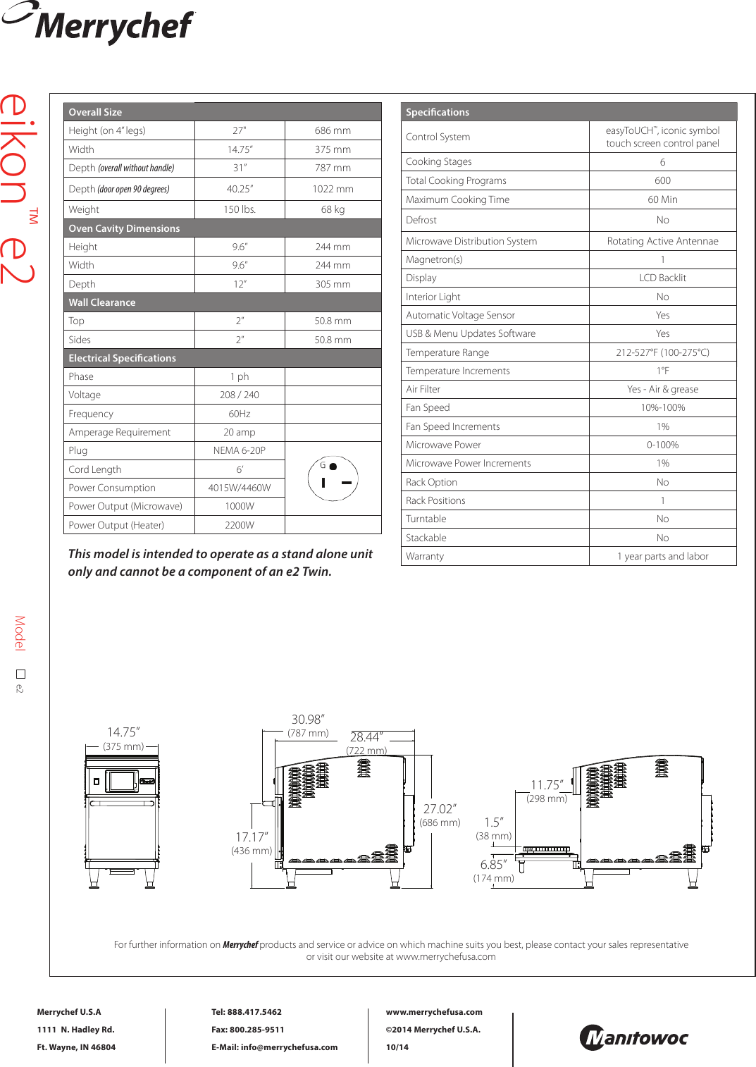 Page 2 of 2 - Merrychef Eikon E2 Spec-UL Approved_pg_2  Merrychef-eikon-e2-rapid-cook-oven
