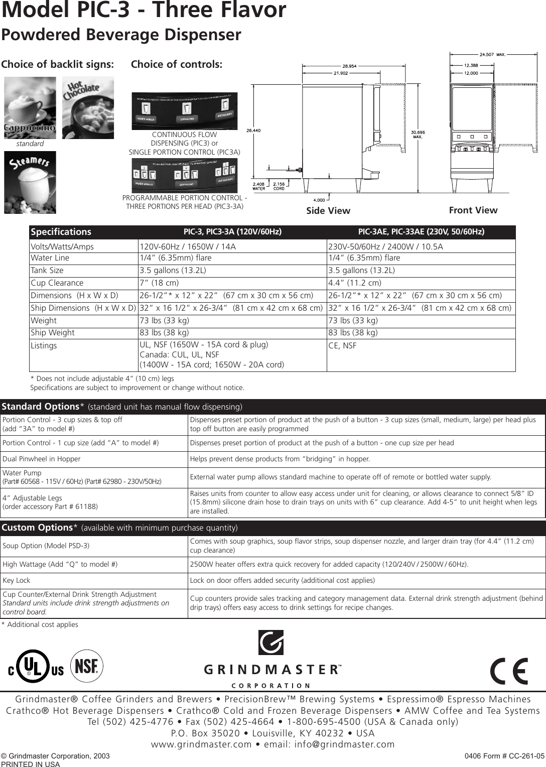 Pic 3 Spec Sheet Cc 261 05.qxp Pic3