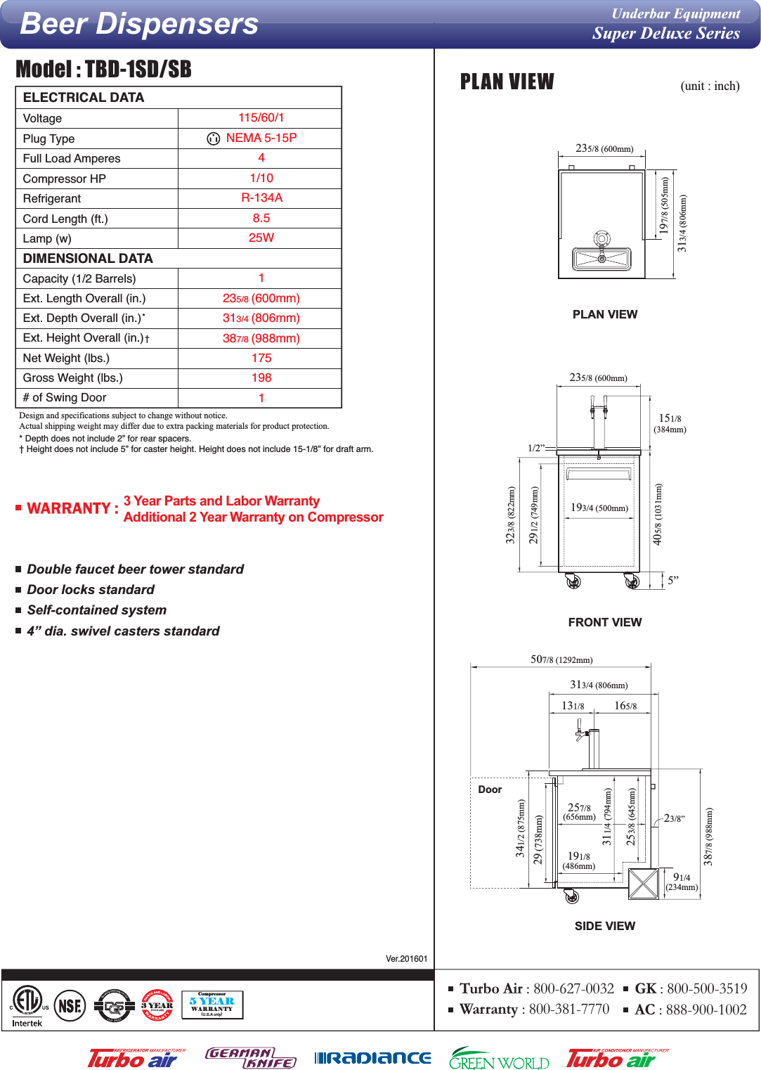 Page 2 of 2 - Cut_sheet_layout_01  Turbo-air-tbd-1sd-sb-beer-keg-dispenser