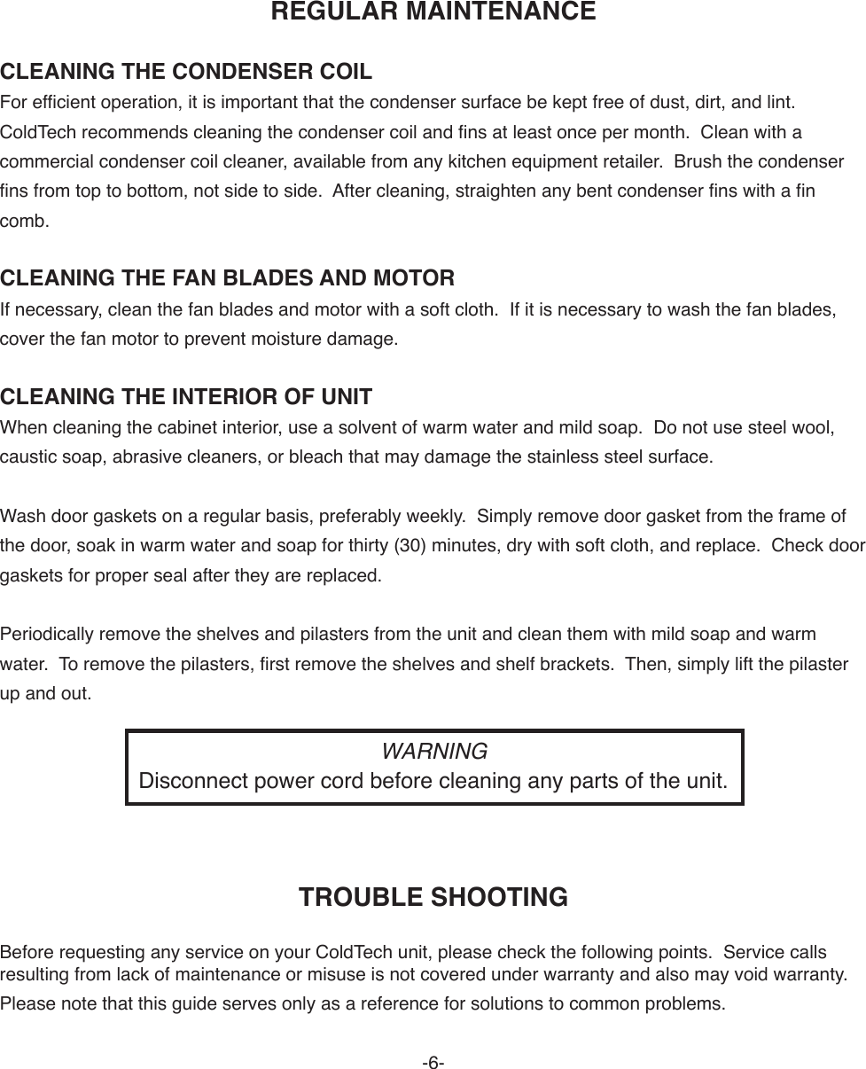 Page 6 of 12 - Coldtech Coldtech-Cfd-1F-Users-Manual-  Coldtech-cfd-1f-users-manual