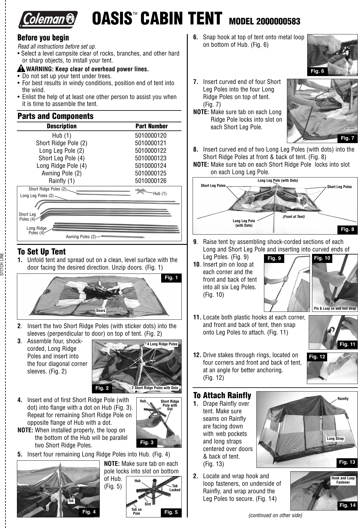 Page 1 of 2 - Coleman Coleman-2000000583-Users-Manual- 2000000583 - OASIS CABIN TENT  Coleman-2000000583-users-manual
