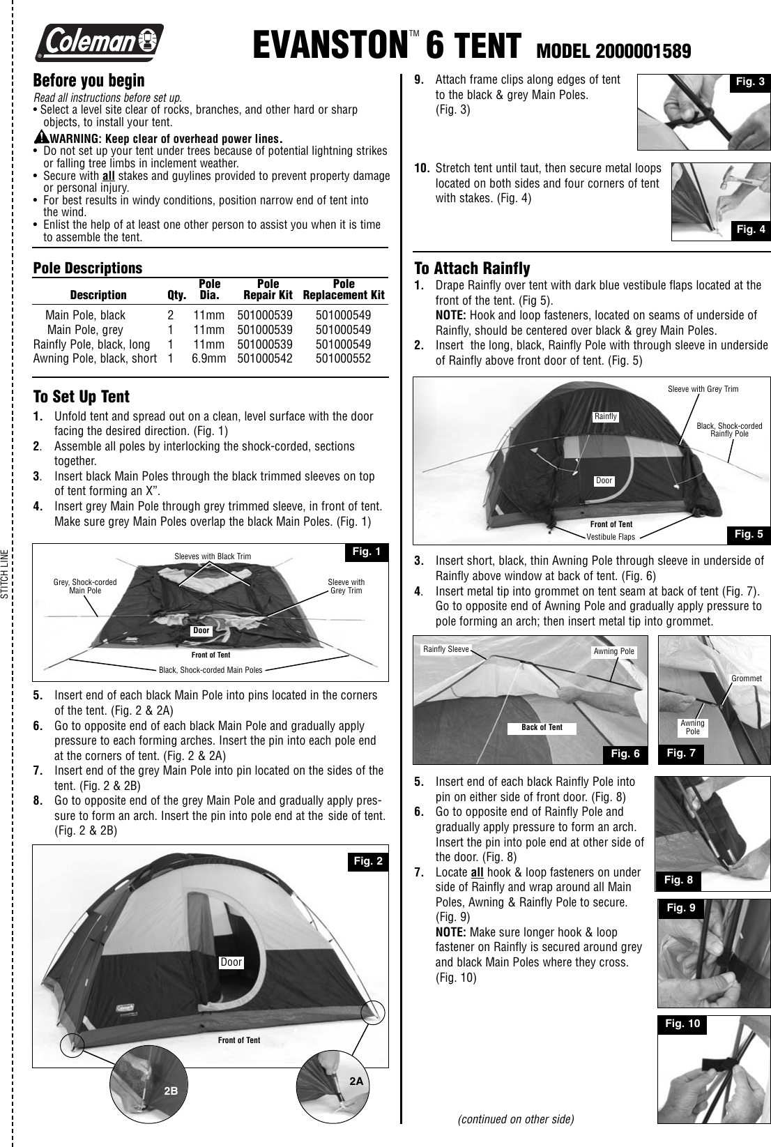 Page 1 of 2 - Coleman Coleman-2000001589-Users-Manual- Evanston 6 Tent 2000001589  Coleman-2000001589-users-manual