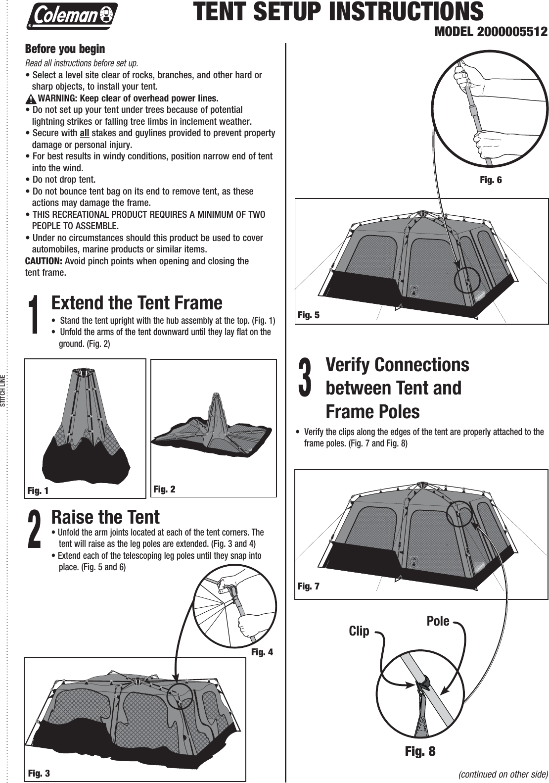 Page 1 of 2 - Coleman Coleman-2000005512-Users-Manual- 2000005512 - Tent Setup Instructions  Coleman-2000005512-users-manual